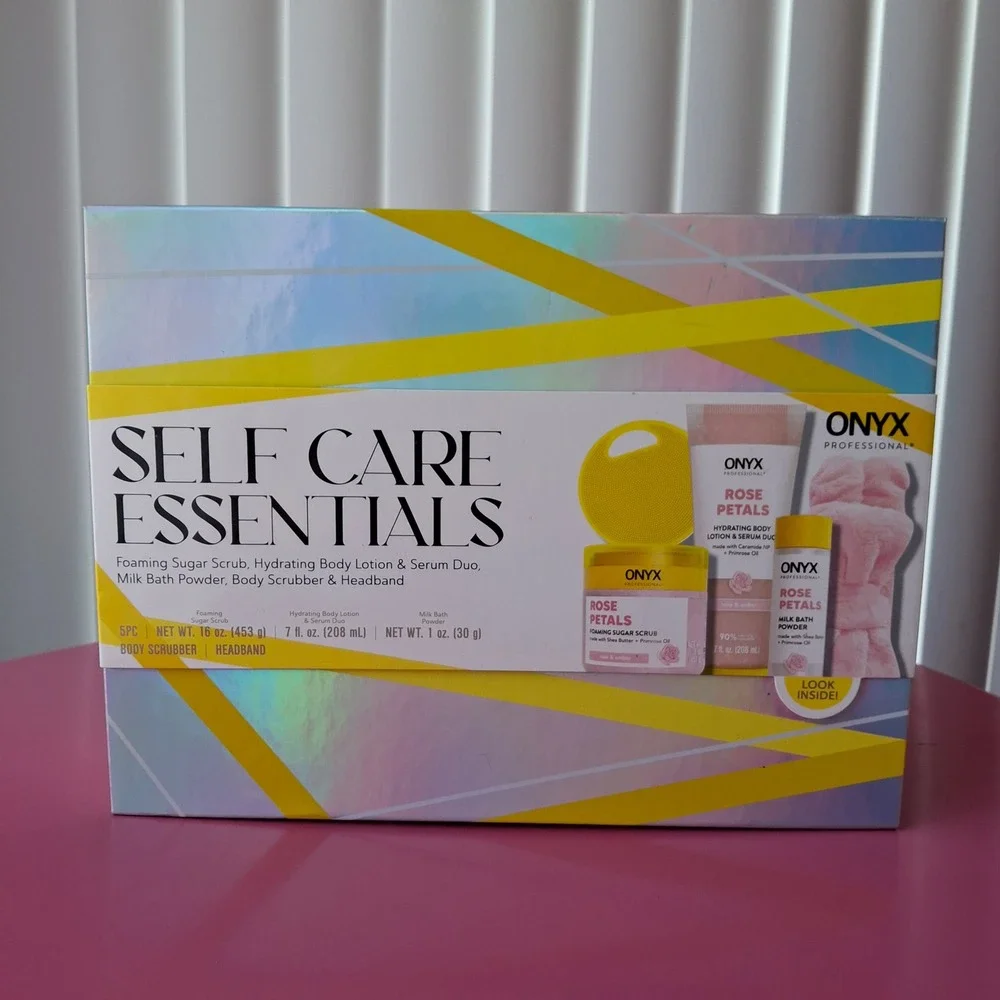Onyx Professional Sugar Scrub Body Lotion Rose Petals‎ Care Essentials Gift Set